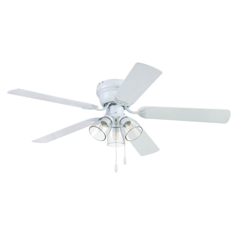 Renton 52'' Ceiling Fan with Light Kit, White with White/Gray Oak Blades