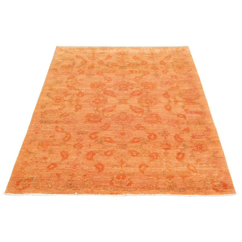Tapis unique en laine noué à la main Oushak 6 pi 1 po x 8 pi 9 po 18 po