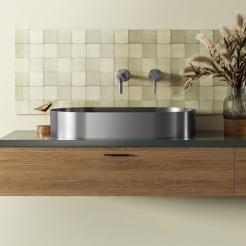 25.5'' L Bathroom Sink, Brushed Silver