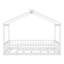 Structure de lit simple en bois avec clôture, idéale pour les enfants et les adolescents, combinant la conception d'une maisonnette et un espace de couchage confortable-456351836-456351839