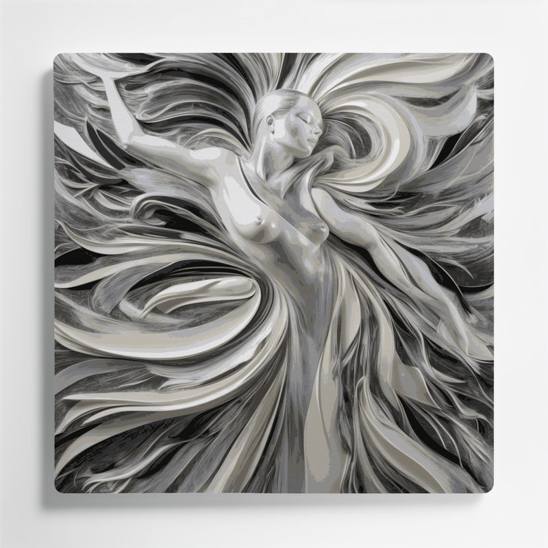 Art mural abstrait gris 58, H 8 po x l 8 po