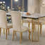 Cindy White Sintered Stone Dining Table - Luxury Gold Geometric Legs