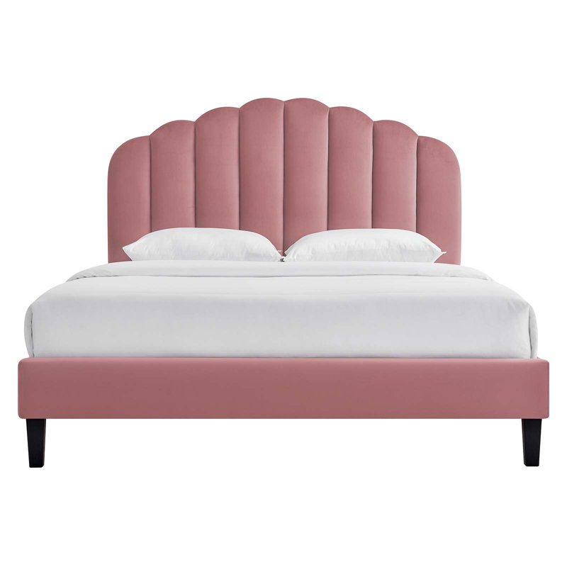 Lit plateforme en velours Daisy Performance par Modway, Vieux rose, Simple