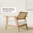 Cane Back Accent Chair, Wood Armchair with Upholstered Seat, White