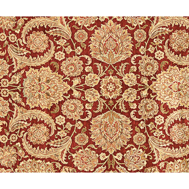 Hand Knotted Wool Area Rug in Red And Ivory