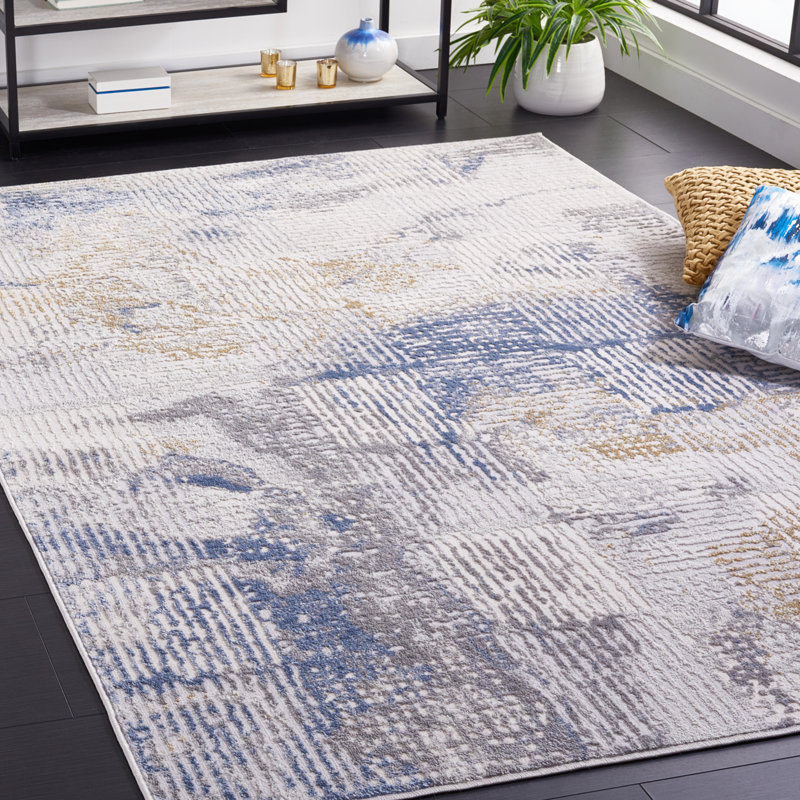 Tapis beige / bleu clair Palma 350, Rectangle 5 pi 3 po x 7 pi 6 po