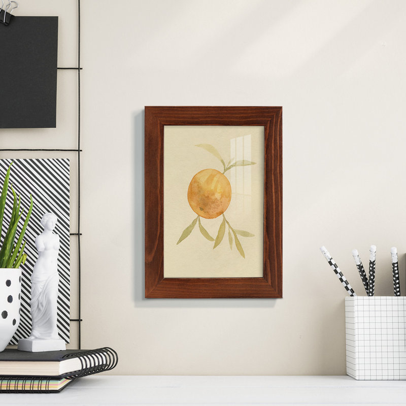 «Dappled Oranges II» - reproduction d'un seul cadre photo, H 7 po x l 5 po x P 1 po, Cadre châtaignier