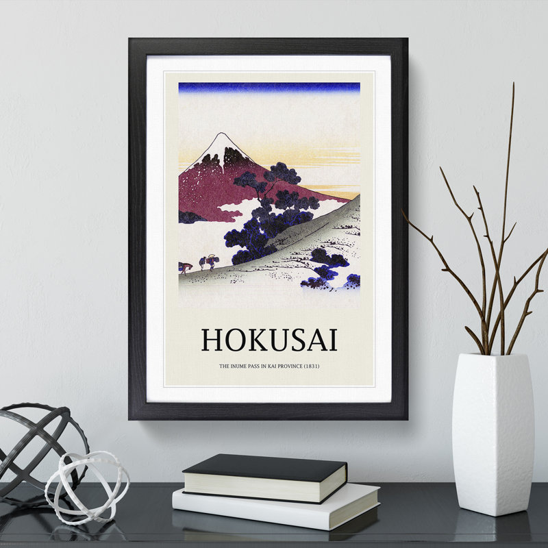 Inume Pass in the Kai Province by Katsushika Hokusai - Picture Frame Art Prints, 36cm H x 27cm W x 2cm D, Black Framed
