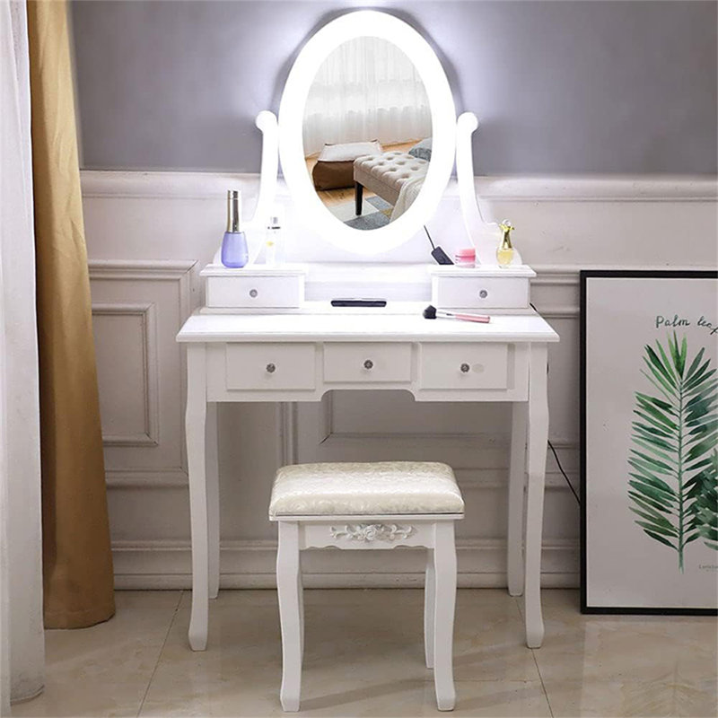 Ensemble de coiffeuse et tabouret de maquillage