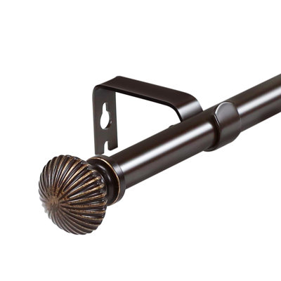 5/8" Single Curtain Rod With Bateau Finials