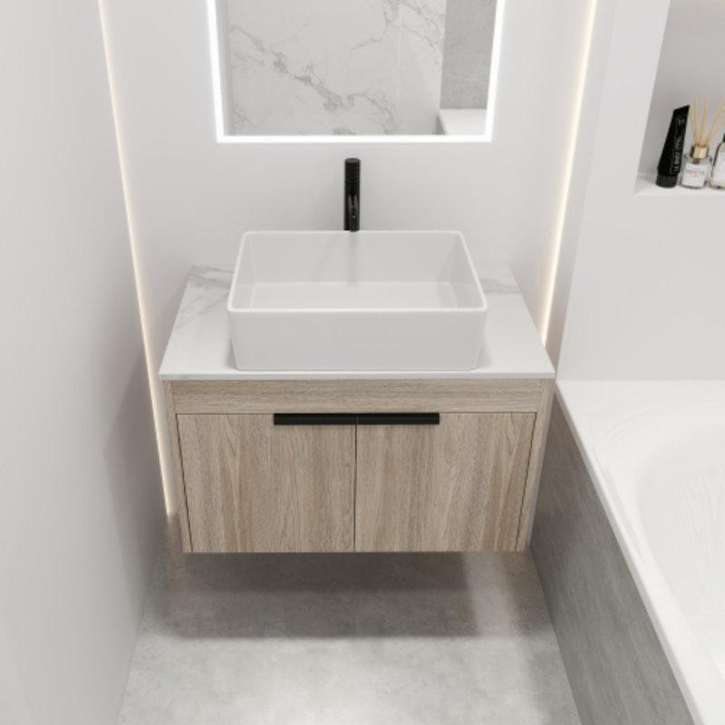 Ensemble de meuble-lavabo mural 30 po avec lavabo rectangulaire en céramique