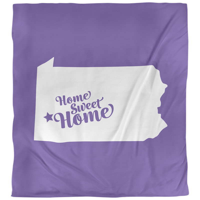 Housse de couette réversible simple Home Sweet Pittsburgh, Microfibre, Housse de couette pour très grand lit, Mauve
