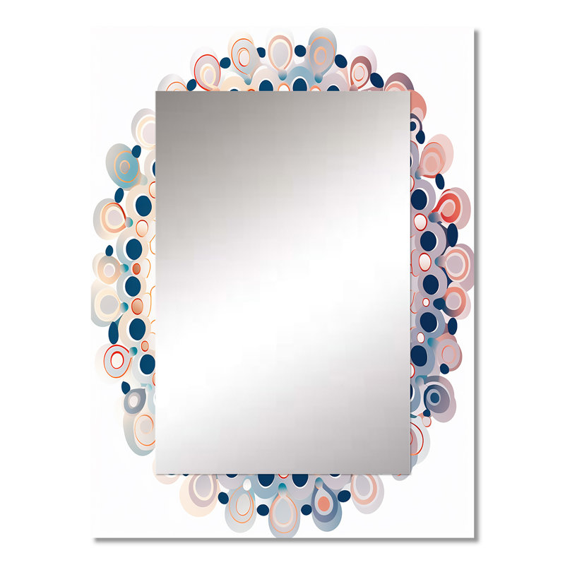 Boho Mandala en rétro bleu et orange - miroir décoratif Boho Mandala, miroir mural traditionnel, impression d'art en métal