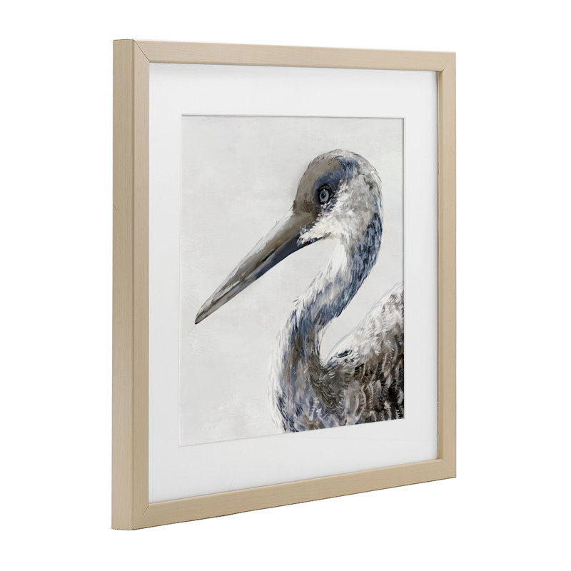 «Sand Crane Portrait», reproduction encadrée sous verre, conception de Jacob Q, H 16 po x l 16 po, Cadre de récolte en pin