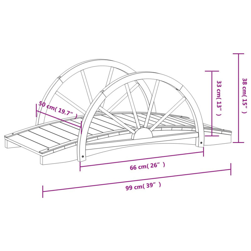 Union Solid Wood Garden Bridge