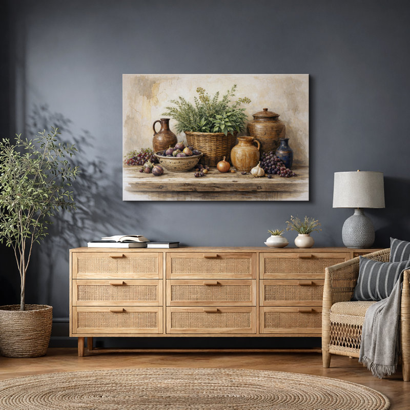 «Rustic Harvest Artwork Farmhouse Kitchen», reproduction d'art sur toile encadrée, H 24 po x l 36 po x P 1,5 po, Toile tendue