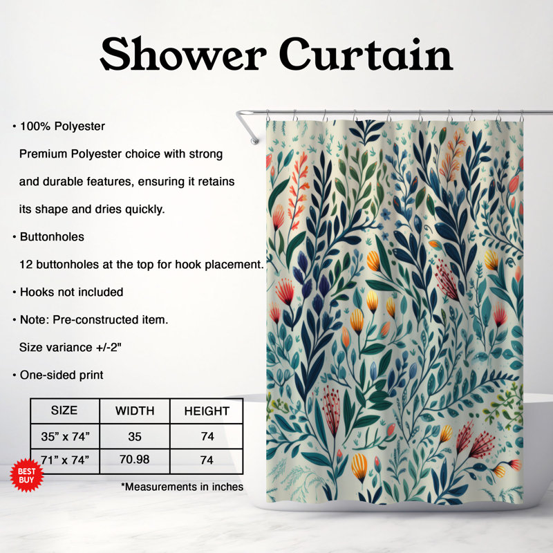 Rideau de douche Soft Blossom Art - Premium, H 74 po x l 71 po