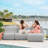Big Joe Solvana Outdoor Patio Furniture Set, Performance Linen Weather-Resistant Fabric, 3 Piece Sectional, Port Gray-126078286-128785054