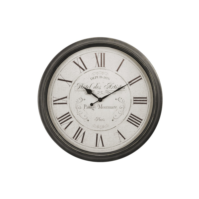 Horloge murale, ronde, 30 po, grande horloge murale, brun, transitionnel