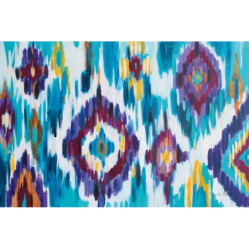 Ikat Jewel I by Farida Zaman - Wrapped Canvas Painting, 30.48cm H x 45.72cm W x 3.8cm D