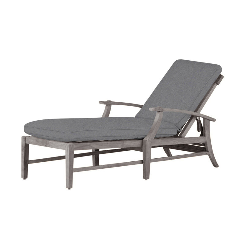 Croquet Teak Chaise Without Wheel - Oyster, Welt, Oyster Teak, Verona Mist