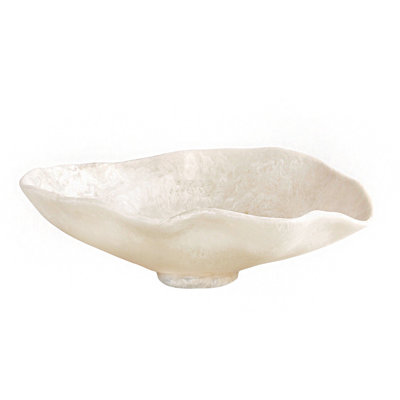 Bol ovale en résine albâtre (tourbillon blanc)