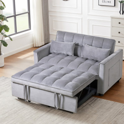1pc Modern Pull-out Sofa Bed, Adjustable Backrest, Double Bed Sofa, Suitable For Living Room Apartments by Hokku Designs