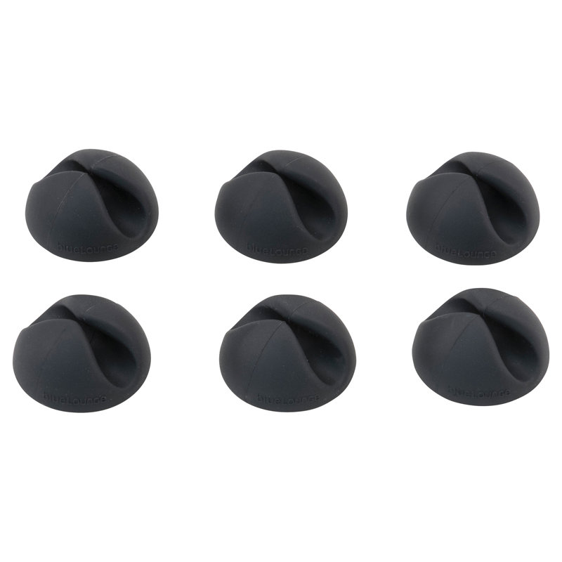 Advantus Bluelounge® Cabledrops Cord Management, Black, 6 Per Pack, 3 Packs