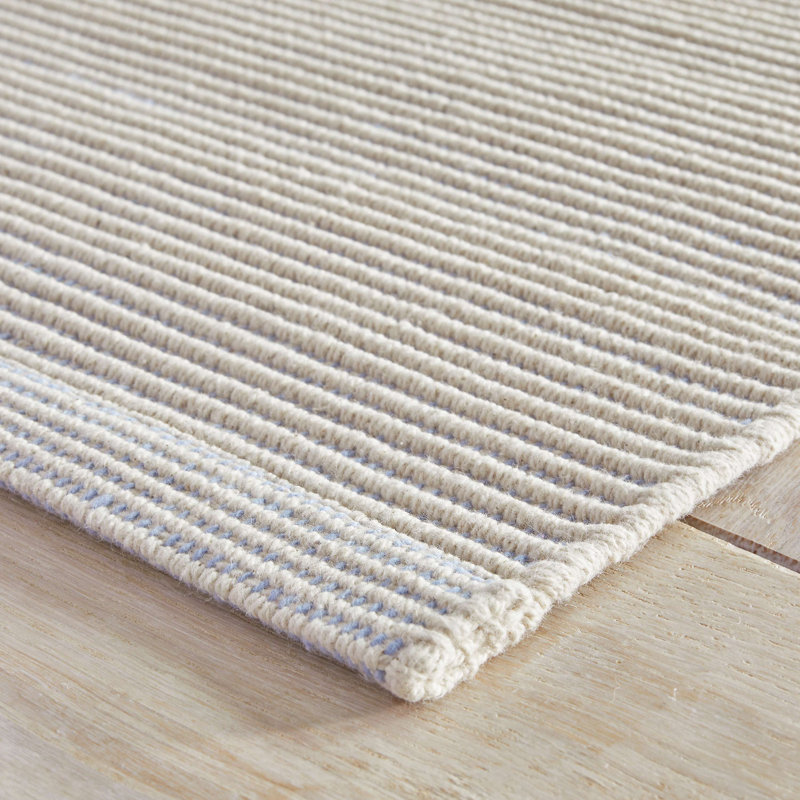 Haverhill Handmade Flatweave Cotton Natural Rug, Rectangle 3' x 5', French Blue