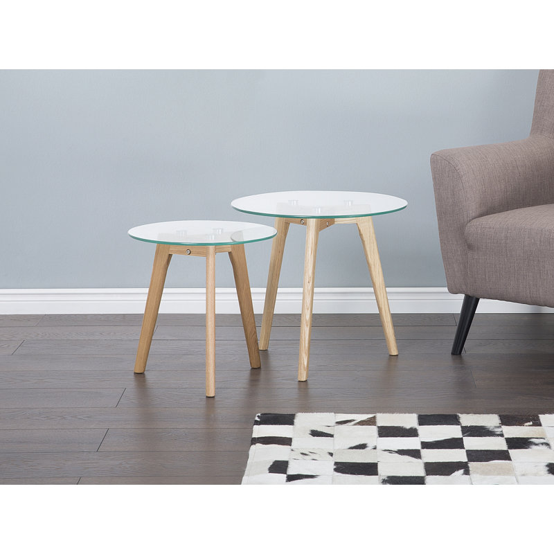 Glass Top Trestle Nesting Tables