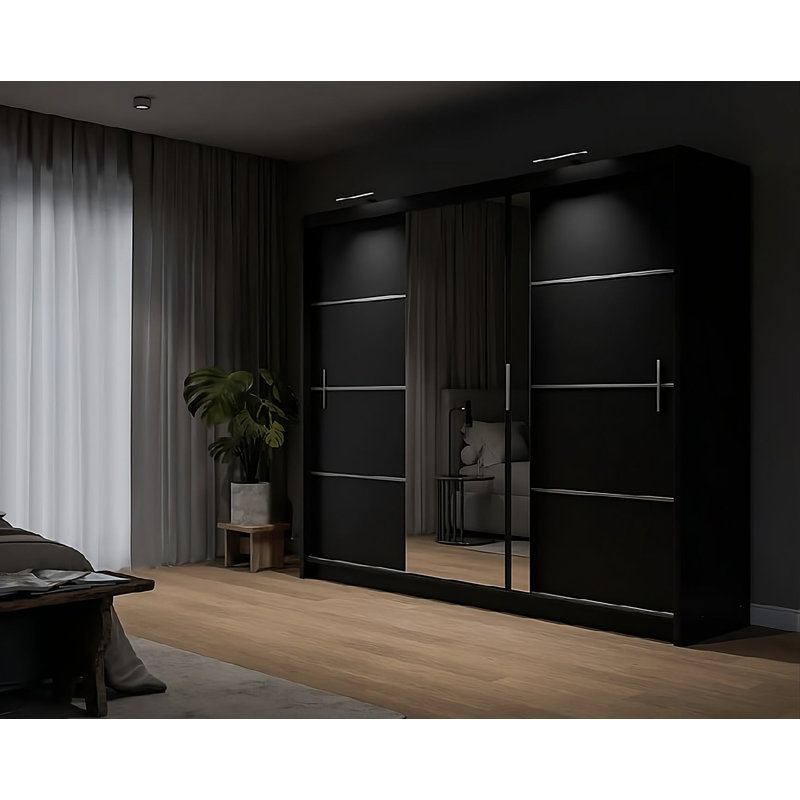 Manufactured Wood Wardrobe, Black