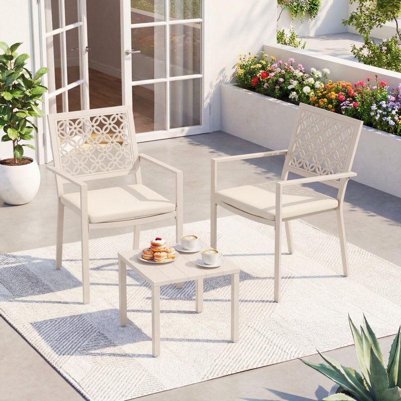 Camrynne 2 - Person Patio Conversation Set With Cushions, White