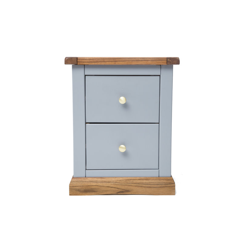 Eastchester 45cm W Solid + Manufactured Wood Bedside Table, Grey/Brown/Gold