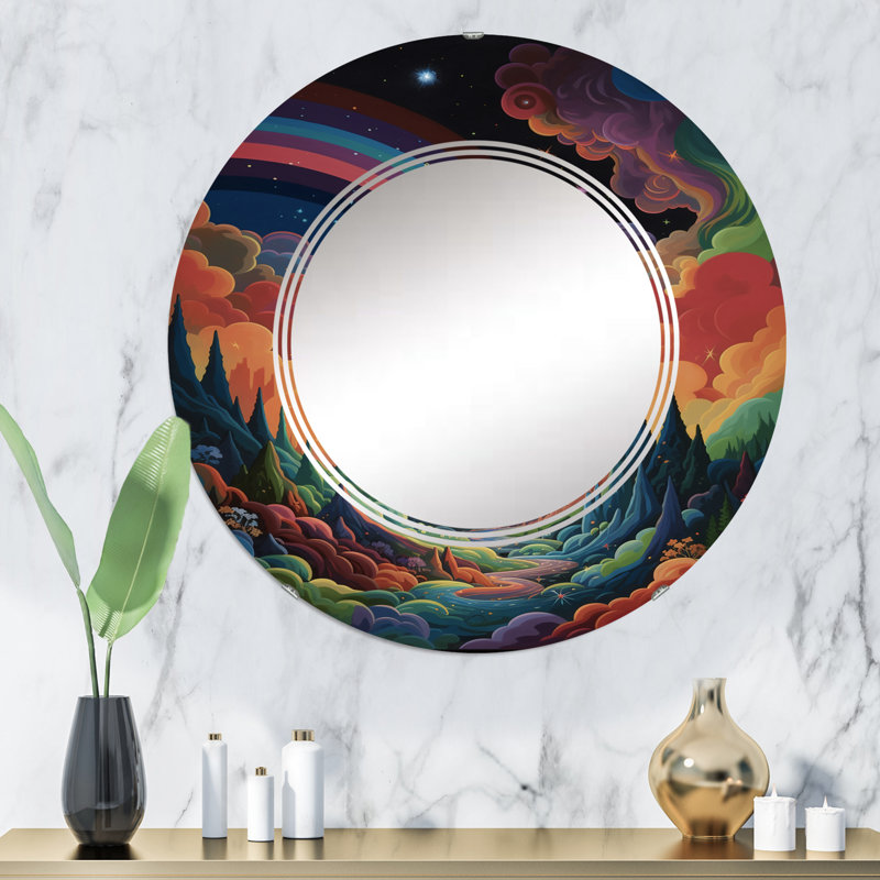 Tarmons - Miroir mural moderne rond, 32 po x 32 po