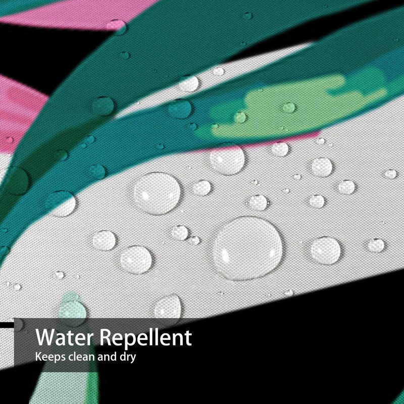 Rideau de douche imperméable à rayures roses et tropicales avec 12 crochets, L 72 po x l 78 po