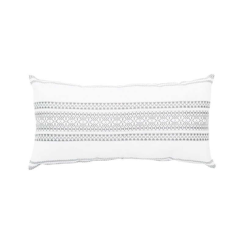 Clayton Geometric Woven Lumbar Throw Pillow, Cement