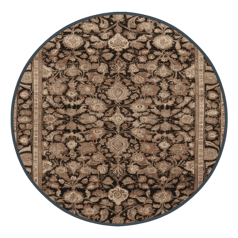 Tapis brun lavable à la machine, Rond 7 pi