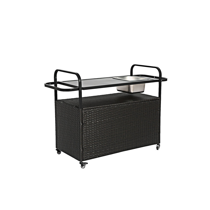Table-bar pour l'extérieur avec armoire, Noir