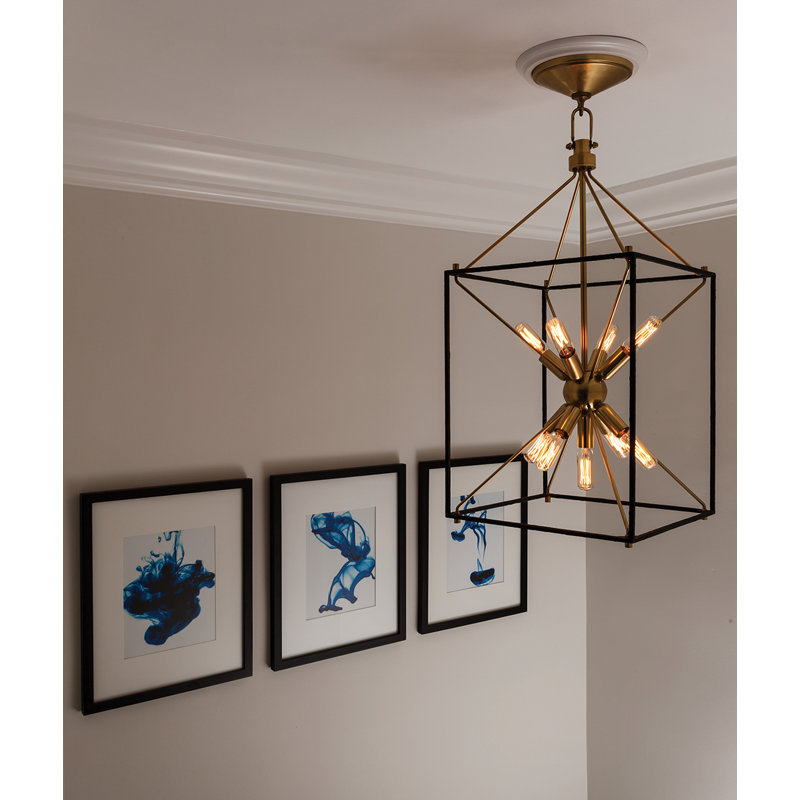 Lanterne 9 lumières Glendale, Laiton vieilli, H 24,75 po x l 12,25 po x P 12,25 po