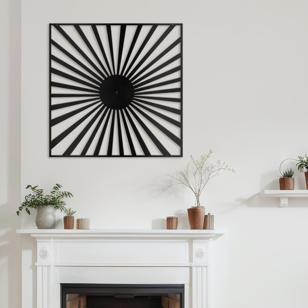 Sun Rays Burst, Black Gold Metal Wall Accent, Minimalist Modern Contemporary Home Decor SIGNLEADER