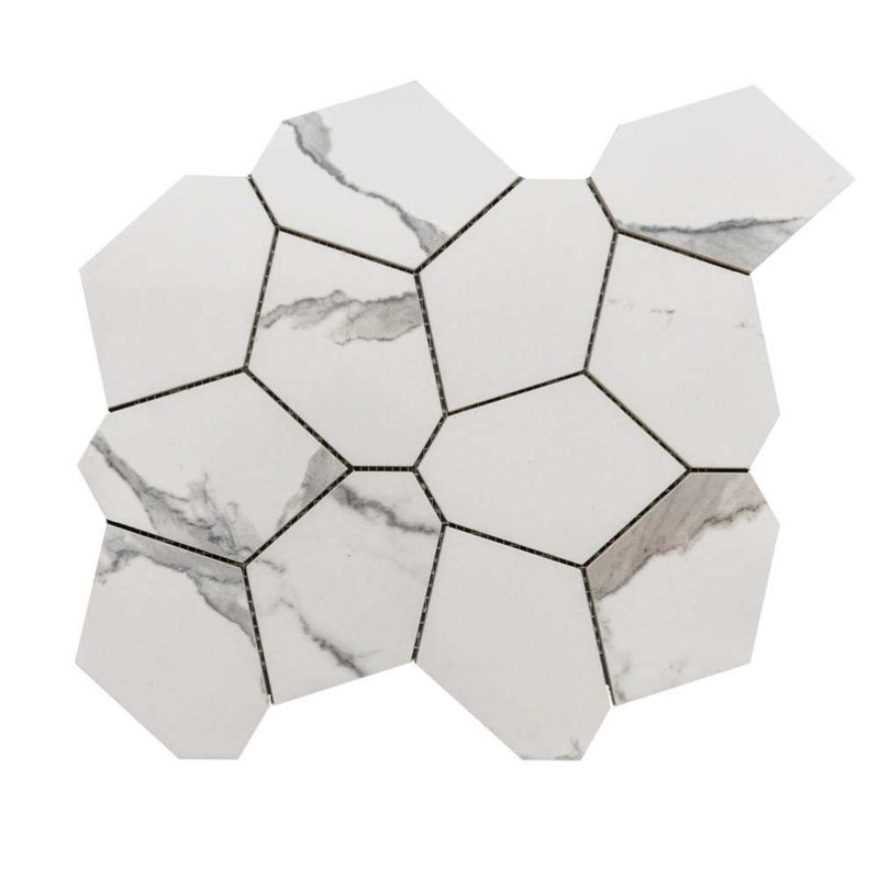 Stately Oasis 14" x 16" Porcelain Novelty Marble Look Wall & Floor Tile, Calacatta