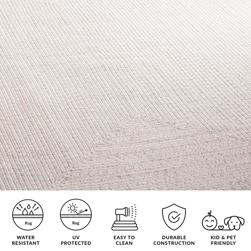 Tapis bleu foncé / ivoire tissé à la main Trombetta, Ivory/Light Grey, Carré 3 pi