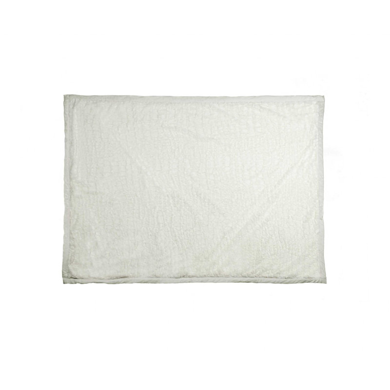 Ivory Faux Fur Knitted Throw Blanket 50" x 70"