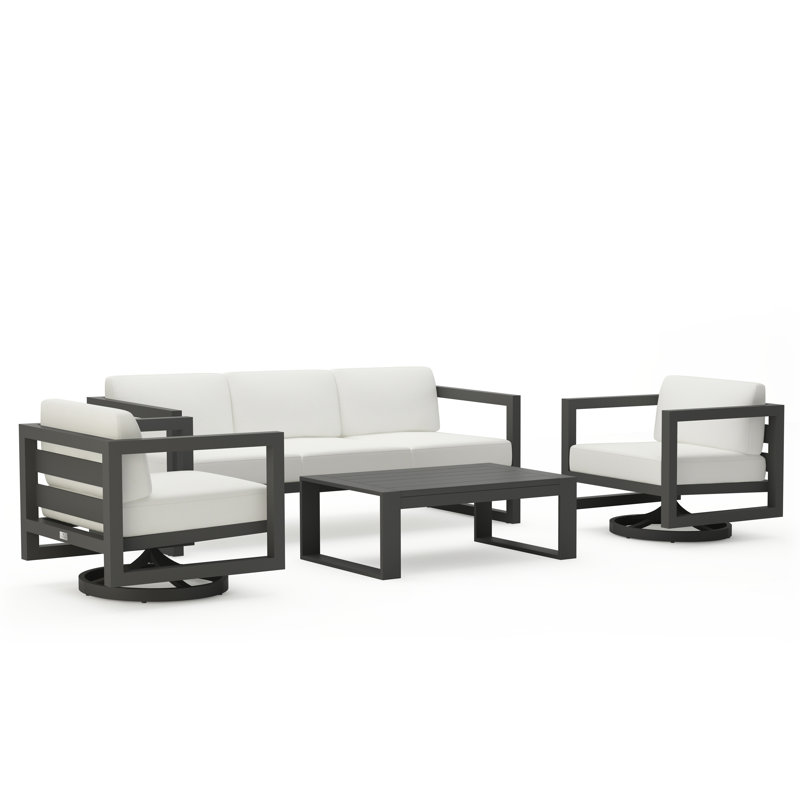 Avion 4 Piece Sofa Set With Swivel, Slate, Canvas Natural Sunbrella® Canvas