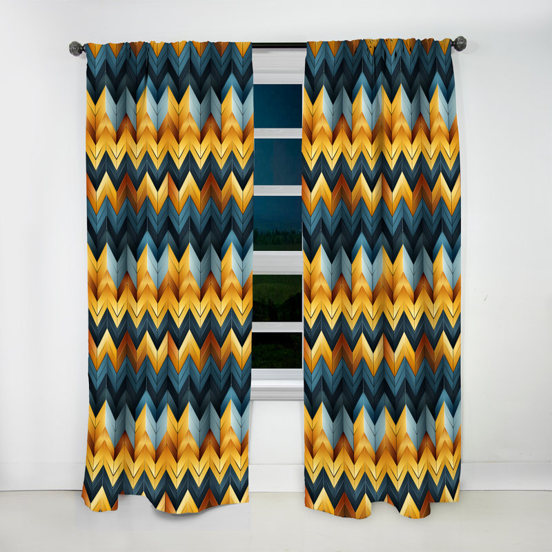 Motif à chevrons obscurcissant industriel or et bleu Fusion - 1 panneau, L 52 po x L 63 po
