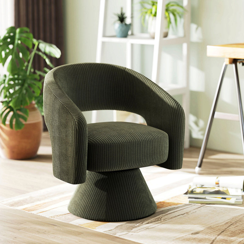Chaise d'appoint pivotante en tonneau, chaise de salon rembourrée moderne avec rembourrage épais pour la lecture, vert
