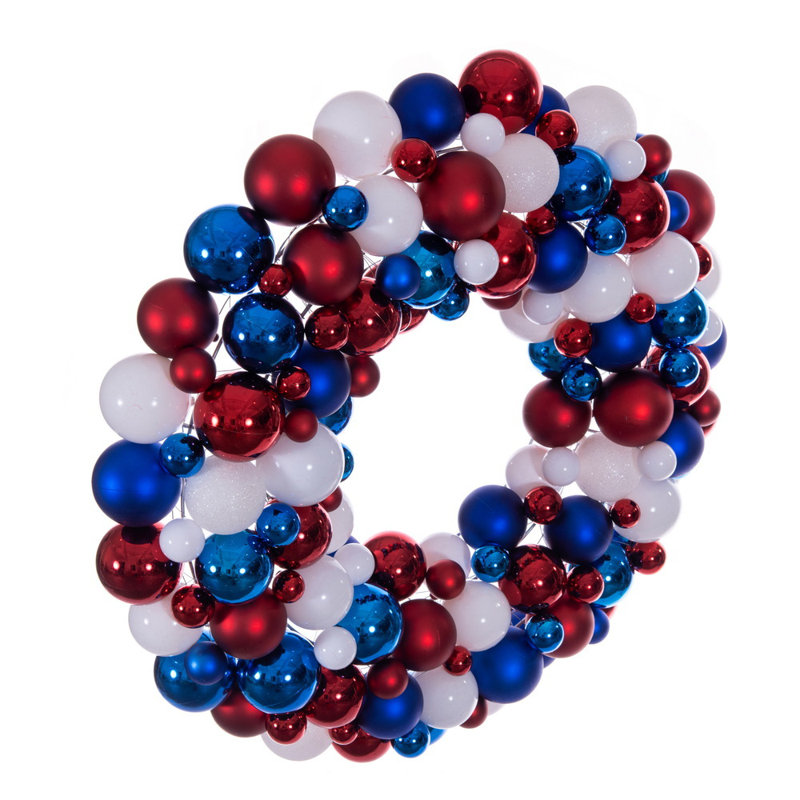  Couronne à billes 28 po rouge / blanche / bleue.