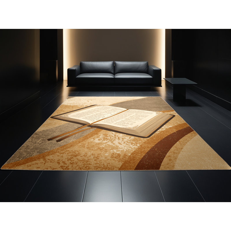 Tapis brun moelleux moelleux et moderne Estaugh, 5x7