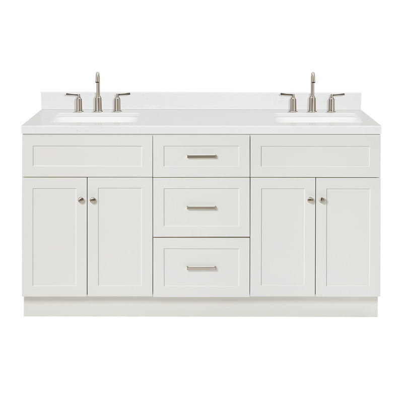 Hamlet 66.25 " W Freestanding Standard Free Standing 2 Double Vanity Bathroom Vanity With Carrara Quartz Top, White