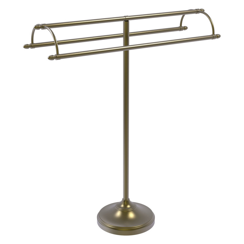 Porte-serviettes sur pied à double accoudoirs, Laiton antique